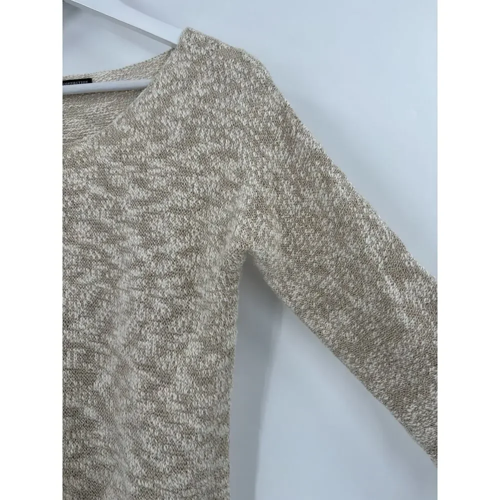 Peruvian Connection Sweater Womens Medium Beige Cotton Blend Pullover Sheer Knit